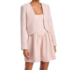 Aqua X WICKED Tweed‎ Blazer Jacket Pink Metallic Sparkle Career Size M